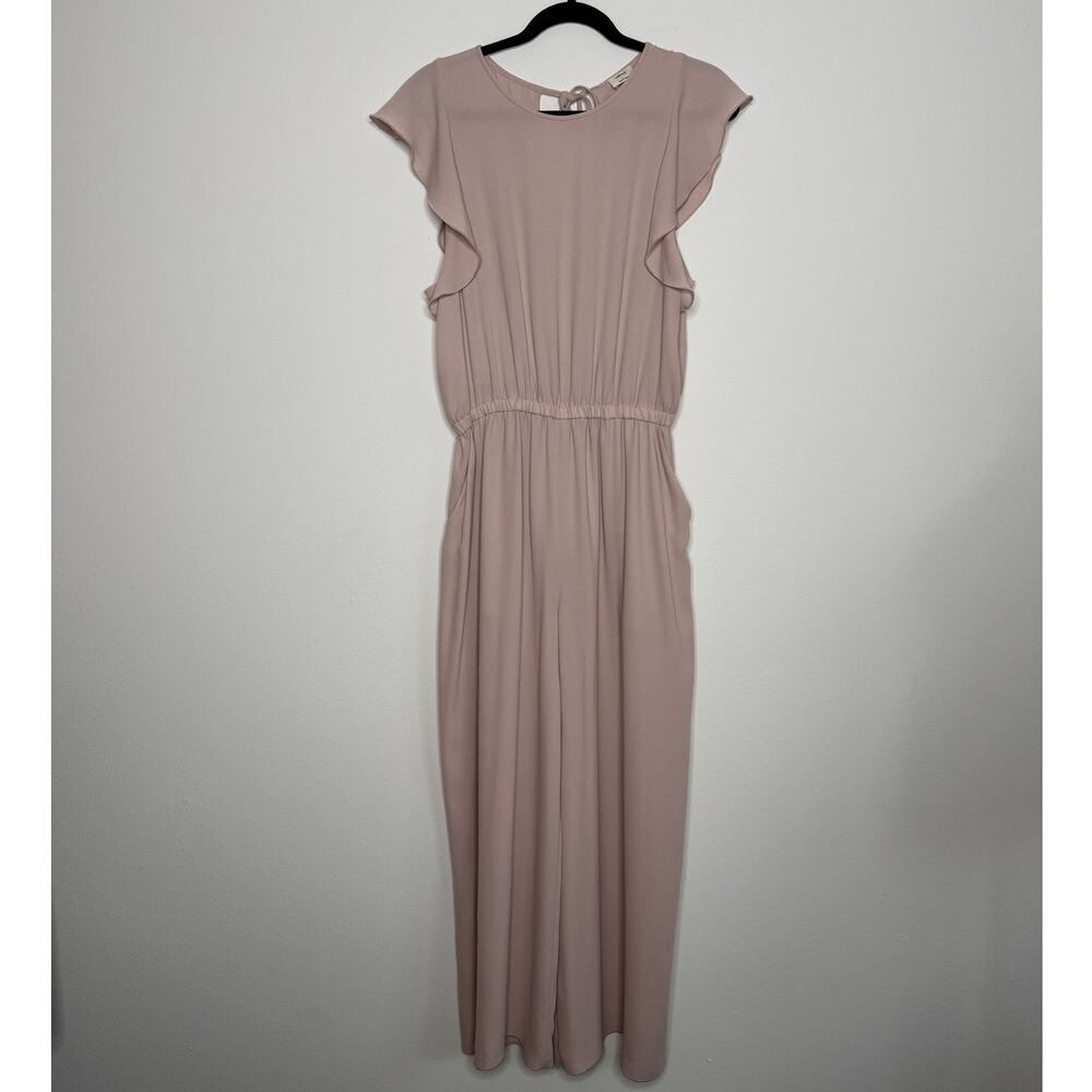 Romantic Blush Wide Leg Jumpsuit Flutter Sleeve Wilfred Fleurette L Aritzia - Picture 2 of 8